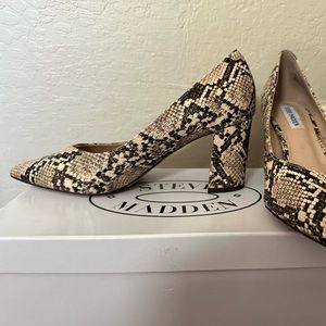 New Snake Print Block Heel